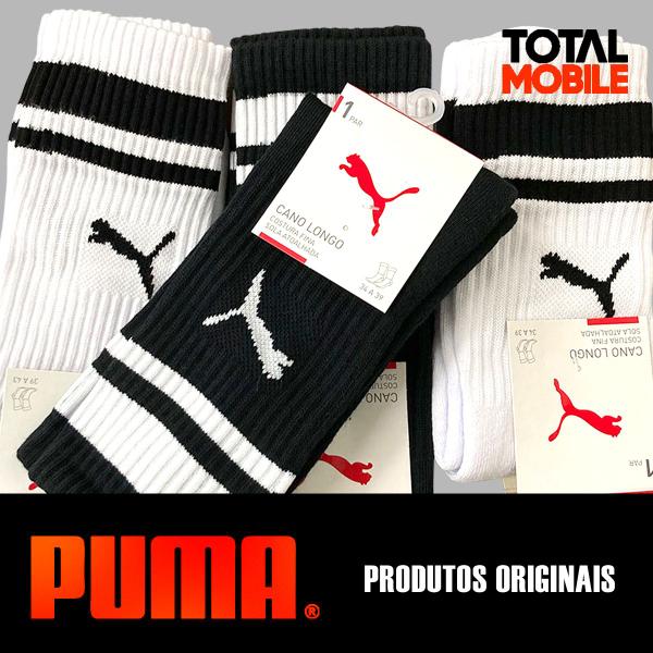 Imagem de Kit 3 Pares Meias Puma Cano Alto Masculina Algodão Meia Masculina Feminina Academia Sport Original