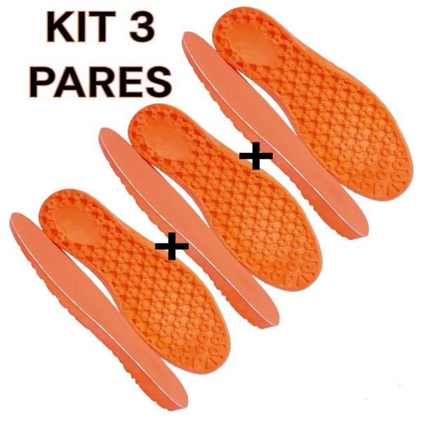 Imagem de Kit 3 Pares Palmilha Gel P.u Anatômica Macia Confortável Ideal para Botas Coturnos Tênis e Sapatos