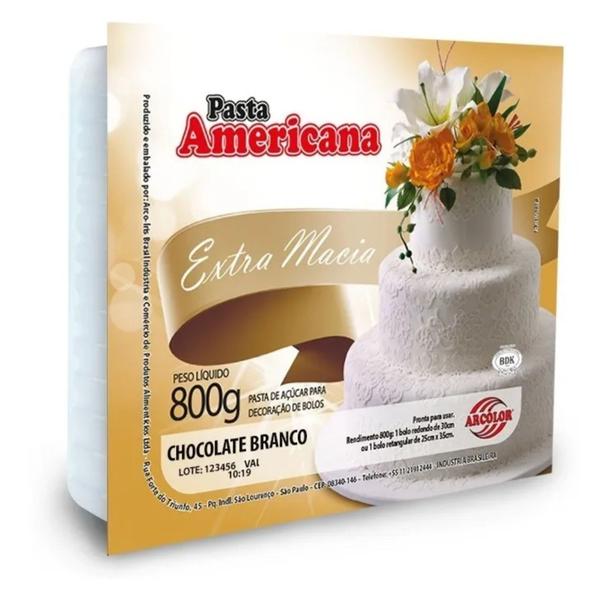 Kit 3 Pasta Americana Chocolate Branco Arcolor 800gr - Arcólor Imagem de Kit 3 Pasta Americana Chocolate Branco Arcolor 800gr
