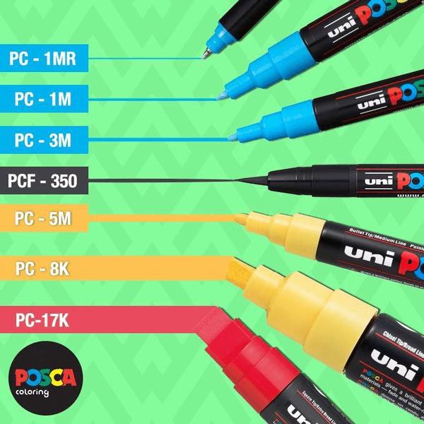 Imagem de KIT 3 PC-17K Caneta Posca Azul Claro Ponta Chanfrada