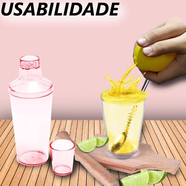 Imagem de Kit 3 pc pra Caipirinha com Espremedor e Batedor de Bebida