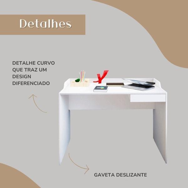 Imagem de Kit 3 Peças com Escrivaninha Minimalista com 1 Gaveta Slim, Gaveteiro Organizador e Armário Moderno Branco