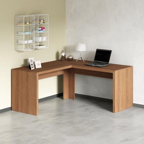 Imagem de Kit 3 Peças com Mesa para Escritório em L, Estante Livreiro Aberta e Estante com 2 Portas