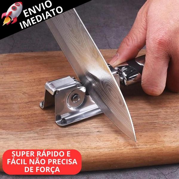 Imagem de Kit 3 Peças De Afiador de Facas e Tesouras Manual Profissional em Inox Prático e Corte Preciso