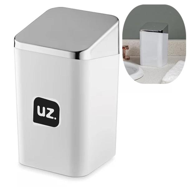 Imagem de Kit 3 peças lavabo banheiro porta sabonete algodão e escova luxo branco - uz