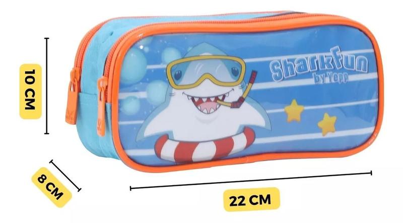 Imagem de Kit 3 peças Mochila de Rodinha Infantil Escolar + Lancheira e Estojo Baby Shark Fun Yepp