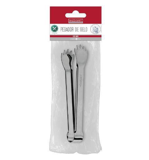 Imagem de Kit 3 Peças Pegador Pinça de Gelo e Fruta Aço Inox 18cm