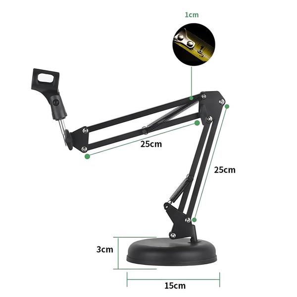 Imagem de Kit 3 Pedestal Suporte Articulado De Mesa P/Microfone Base Móvel