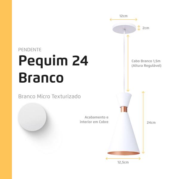 Imagem de Kit 3 Pendente  Luminária Mini Pequim Branco 24cm + Led G45