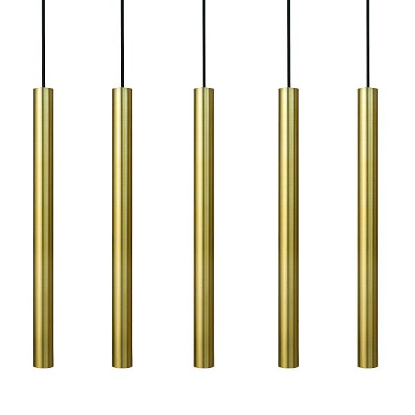 Kit 3 Pendente Luminária Tubo Dourado 50 Cm + Lâmpada LED Branco Quente - Iluminar Ambiente Imagem de Kit 3 Pendente Luminária Tubo Dourado 50 Cm + Lâmpada LED Branco Quente