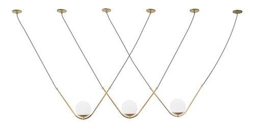 Imagem de Kit 3 Pendente Luminarias de Teto Oscar Vidro Globo 12cm Bivolt Dourado ou Preto