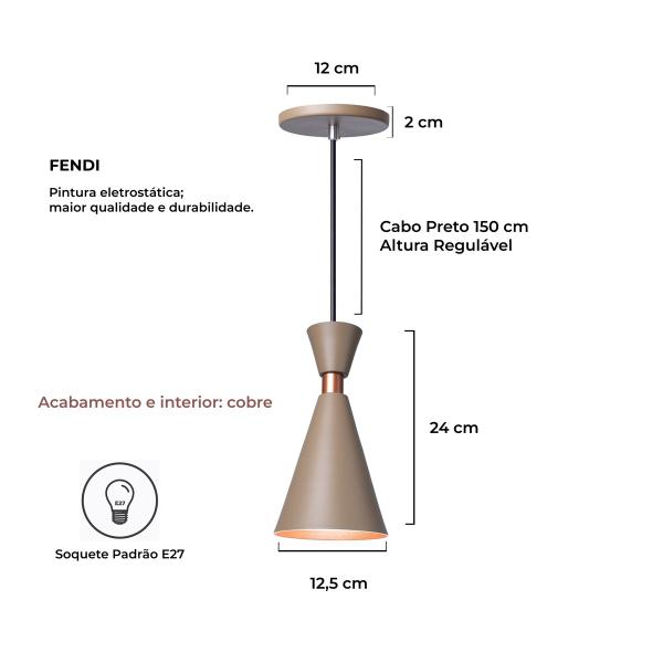 Imagem de Kit 3 Pendente Lustre Luminária Mini Pequim Fendi 24cm