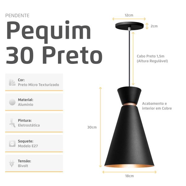 Imagem de Kit 3 Pendente Lustre Luminária Pequim Berlin Rio Preto