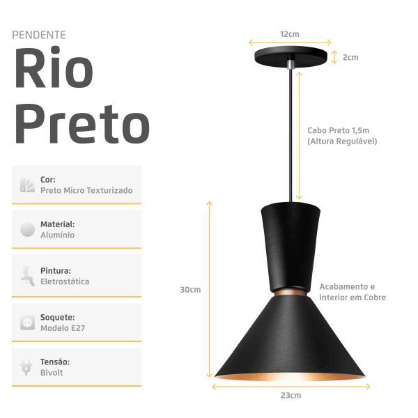 Imagem de Kit 3 Pendente Lustre Luminária Pequim Berlin Rio Preto