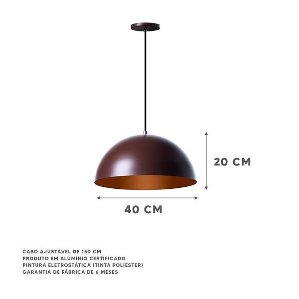 Imagem de Kit 3 Pendentes Meia Lua Marrom Cobre 40Cm Chapéu Marrom