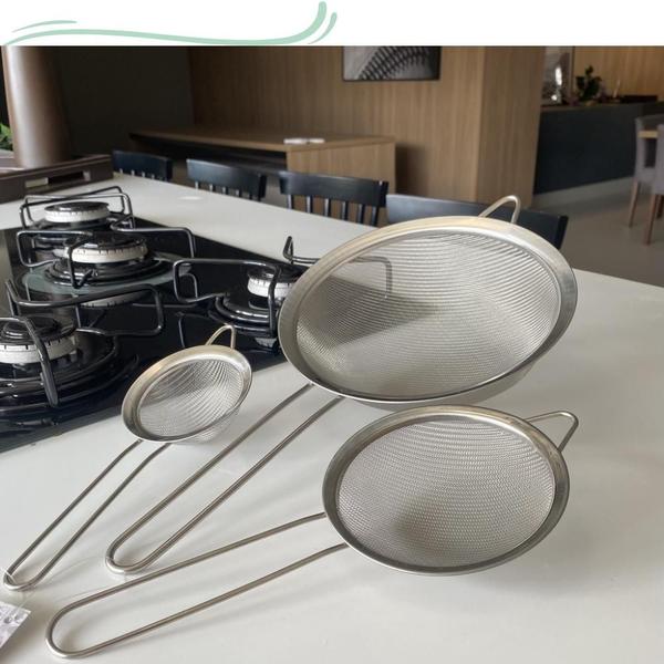 Imagem de Kit 3 Peneira em Aço Inox - Utensílio De Cozinha 