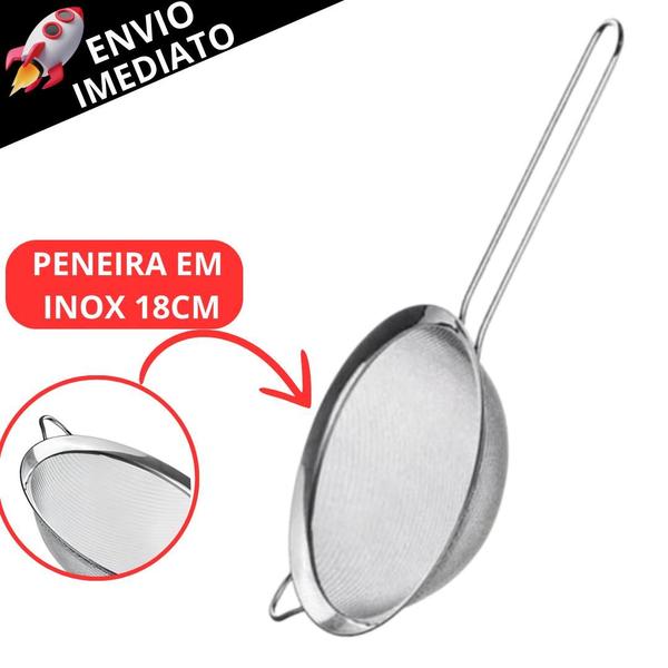 Imagem de Kit 3 Peneira Inox 22Cm 18Cm 12Cm Coar Suco Polvilhar Para Filtrar Alta Qualidade Restaurante