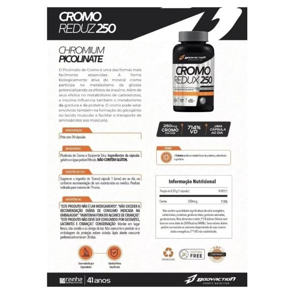 Imagem de Kit 3 Picolinato De Cromo 250mg Bodyaction 