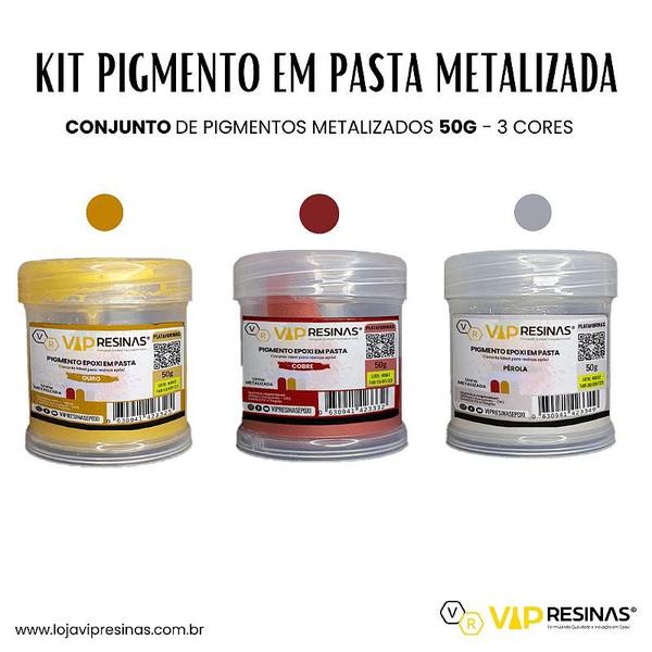 Imagem de Kit 3 Pigmento Epóxi P/Resina 50g Cor Metalizada Vipresina