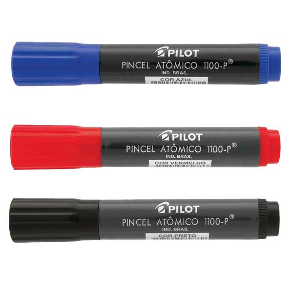 Imagem de Kit 3 Pinceis atômicos recarregáveis azul / vermelho / preto 1100-P Pilot