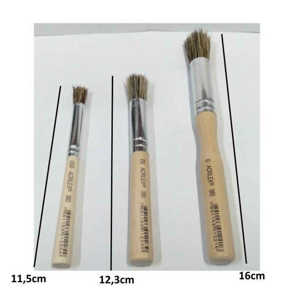 Kit 3 Pincel Broxinha Serie 060 n.0, 00 e 000 Acrilex Imagem de Kit 3 Pincel Broxinha Serie 060 n.0, 00 e 000 Acrilex