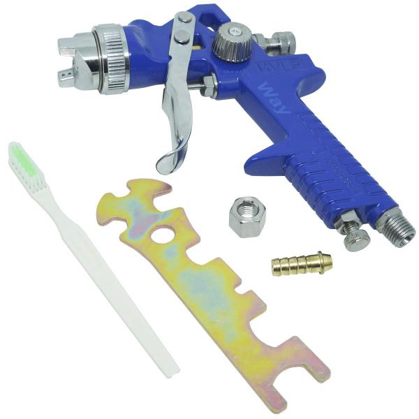 Imagem de Kit 3 Pistola Pintura Gravidade Profissional HVLP Bico 1,4mm Caneca 600ml Importway IWPPHVLP-1B Azul