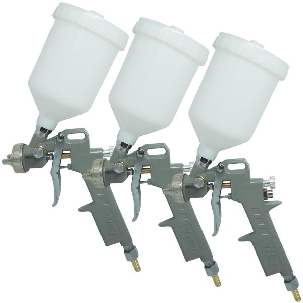 Kit 3 Pistolas Pintura Gravidade Convencional Profissional 3 Bicos 1,2 1,5 1,8mm Importway IWPPG-3B Imagem de Kit 3 Pistolas Pintura Gravidade Convencional Profissional 3 Bicos 1,2 1,5 1,8mm Importway IWPPG-3B