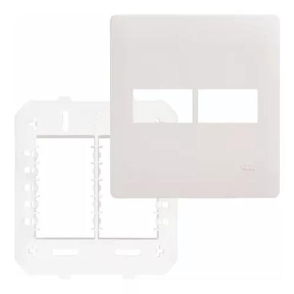 Imagem de Kit 3 Placa 4x4 Para 2 Modulo C/ Suporte Habitat Branco 3639