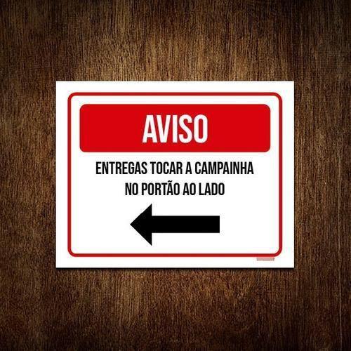 Imagem de Kit 3 Placa Sinalização - Aviso Entregas Tocar Campainha