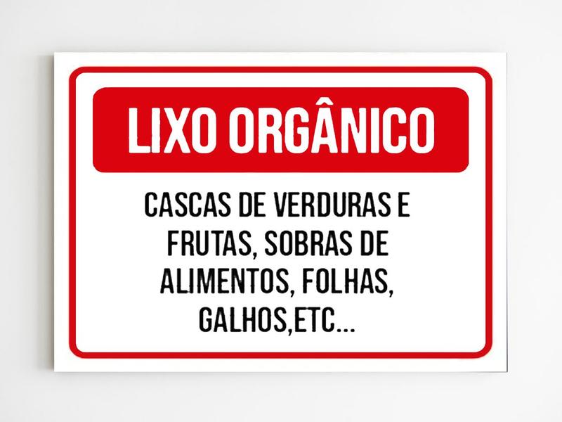 Imagem de kit 3 placa sinalização cascas de verdura resto de alimento