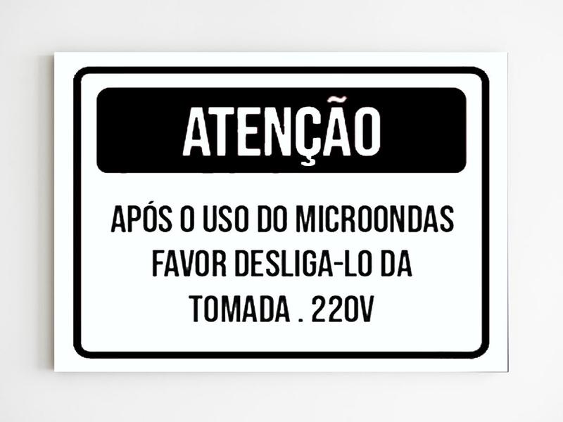 Imagem de kit 3 Placas aviso atenção desligue o microondas após uso