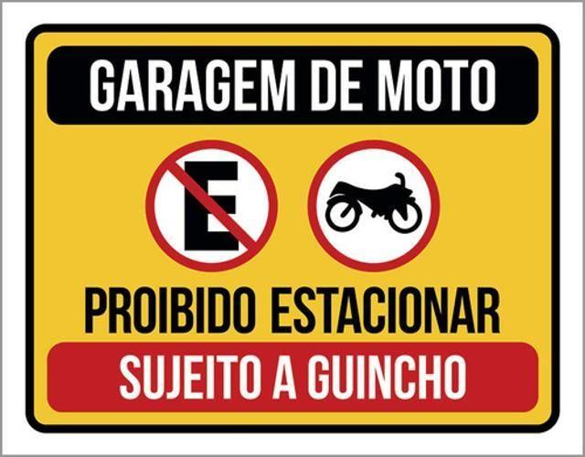 Imagem de Kit 3 Placas De Sinalização Garagem Moto Proibido Estacionar