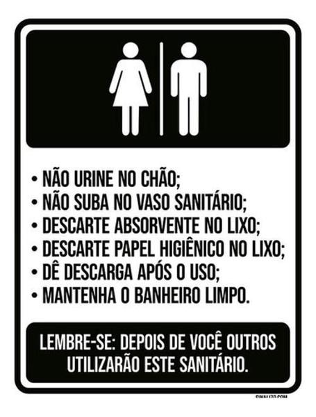 Imagem de Kit 3 Placas Sinalização - Banheiro Regras De Uso