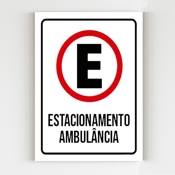 Imagem de Kit 3 Placas Sinalização estacionamento de ambulância 20x29