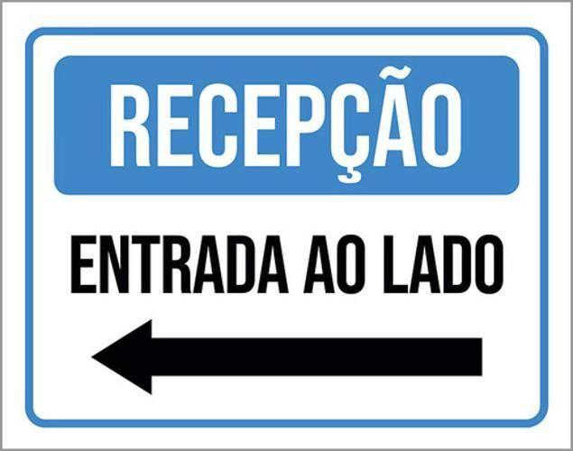 Imagem de Kit 3 Placas Sinalização Recepção Entrada Lado Seta Esquerda