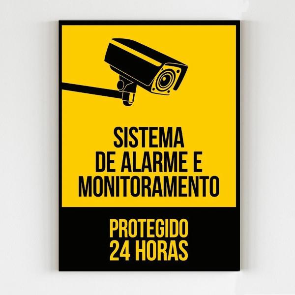 Imagem de Kit 3 Placas sinalização sistema de alarme e monitoramento