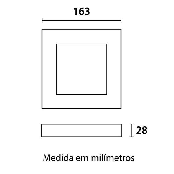 Imagem de Kit 3 Plafon Led Sobrepor Qua Preto Branco Quente 12w 17x17