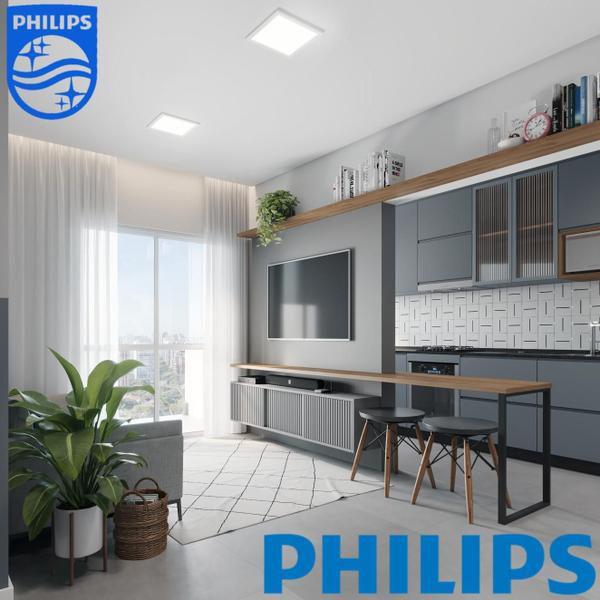 Imagem de Kit 3 Plafon Quadrado Embutir 18w Philips Branco Frio 6500K