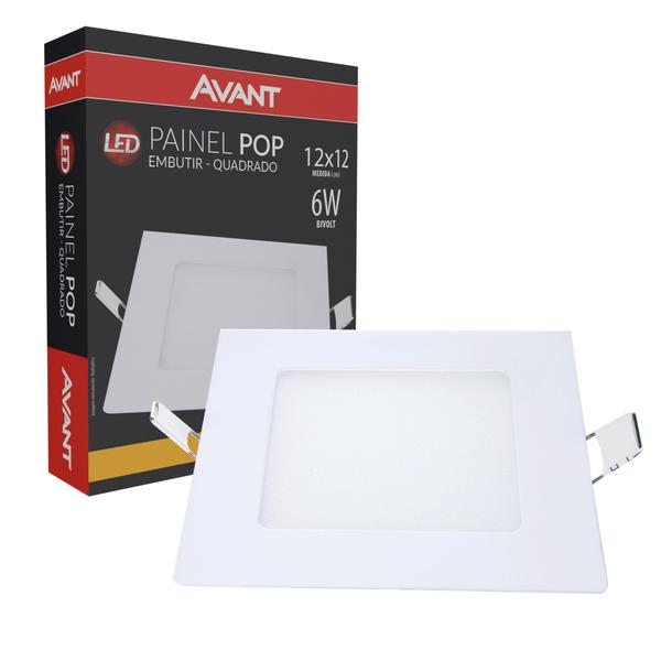 Imagem de Kit 3 Plafon Quadrado Embutir 6w 12x12cm Branco Quente 3000k