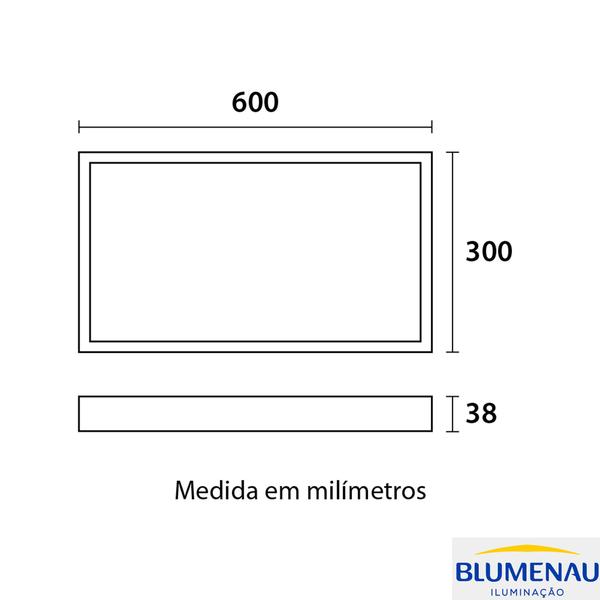 Imagem de Kit 3 Plafon Sobrepor Retangular 30x60cm 30w Branco Neutro 4100k