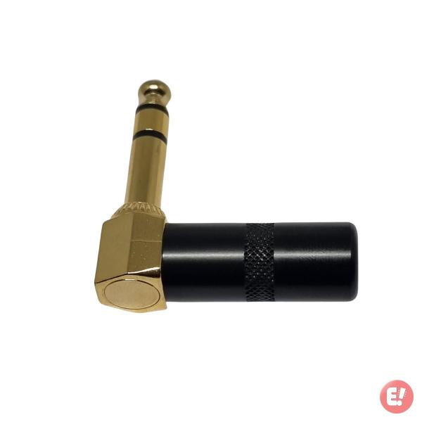 Imagem de Kit 3 Plug P10 Estéreo Em L 90º Preto Dourado Mxt