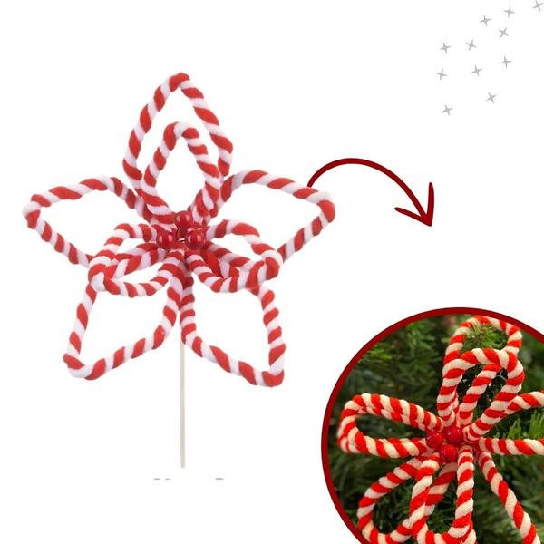 Imagem de Kit 3 Poinsetia Decorativa Natalina Vermelho e Branco Natal 27cm Tok da Casa