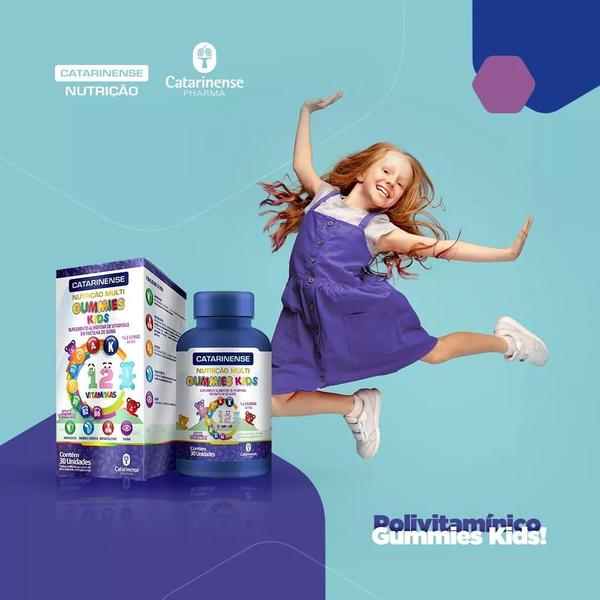 Imagem de Kit 3 Polivitamínico Multi Gummies Kids Catarinense 30 Gomas Sabor Tutti Frutti 