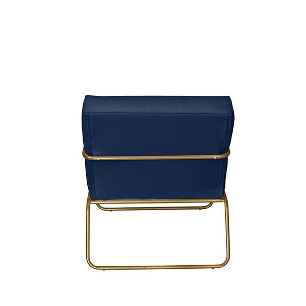 Imagem de KIT 3 Poltrona para Descanso Iza Base de Ferro Dourado Jardim Varanda Suede Azul Marinho - Móveis Mafer