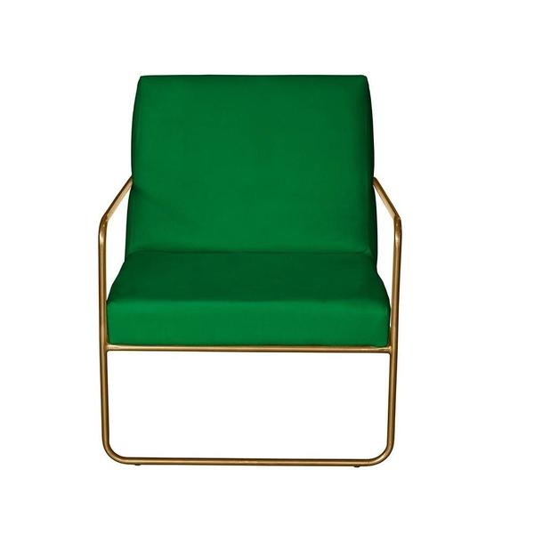 Imagem de KIT 3 Poltrona para Descanso Iza Base de Ferro Dourado Jardim Varanda Suede Verde - Móveis Mafer