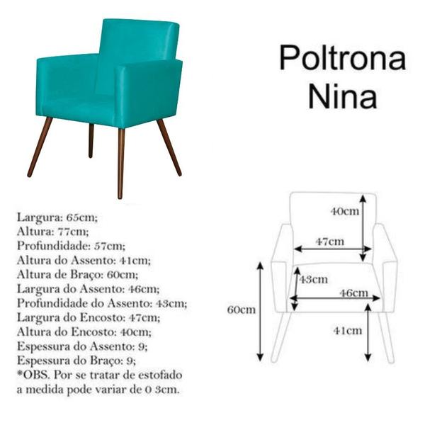 Imagem de Kit 3 Poltrona para Sala Nina Platinum Decor Tiffany