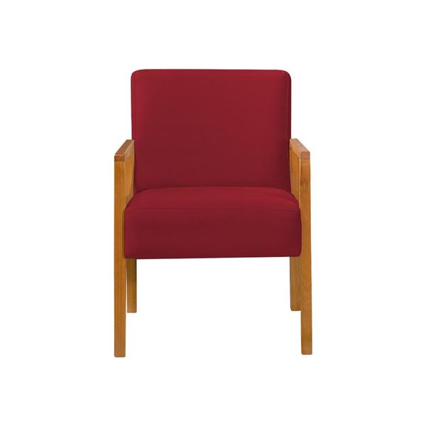 Imagem de Kit 3 Poltronas Base em Madeira Maciça Decorativa Bora Bora Veludo Vermelho