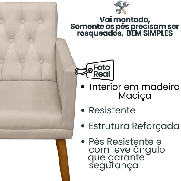 Imagem de Kit 3 Poltronas Capitone Decorativa para Recepção Sala de Espera estofada pés palito madeira