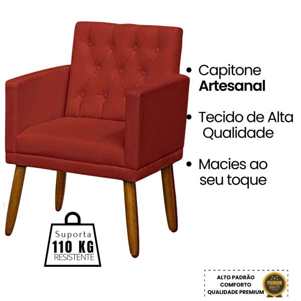 Imagem de Kit 3 Poltronas Capitone Decorativa para Recepção Sala de Estar Sala de Espera estofada pés palito madeira