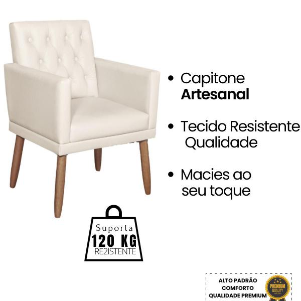 Imagem de Kit 3 Poltronas Capitone material sintético para Sala de Espera Decorativa Cadeira Estofada Resistente Escritório Recepção Manicure